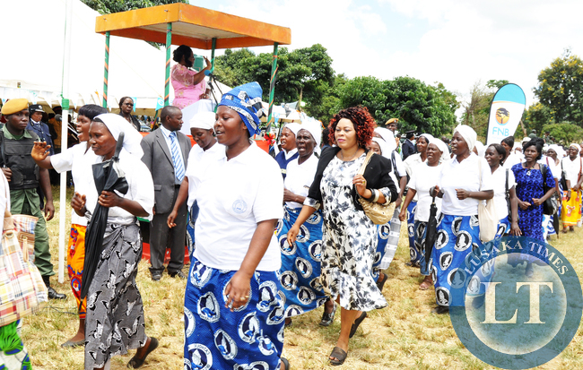 First Lady Dr Christine Kaseba during the commemoration of the International Women's Day in Mazabuka on March 8,2014 -Picture by THOMAS NSAMA