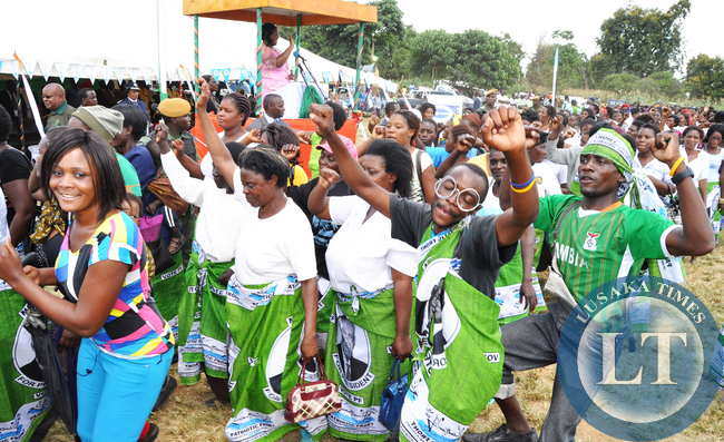 First Lady Dr Christine Kaseba during the commemoration of the International Women's Day in Mazabuka on March 8,2014 -Picture by THOMAS NSAMA