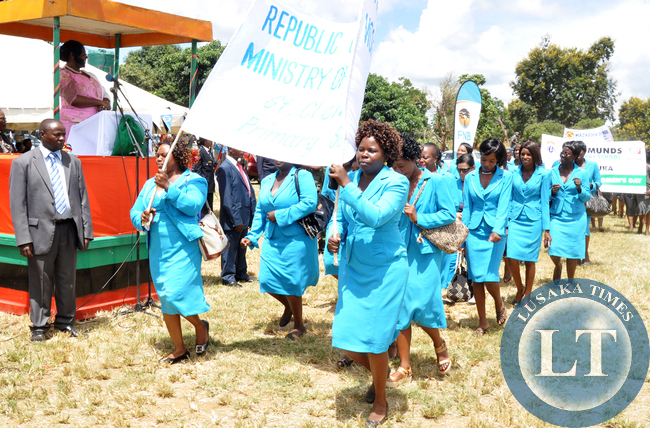 A march past during International Womens Day in Mazabuka