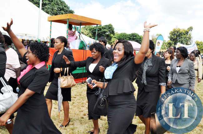 A march past during International Womens Day in Mazabuka