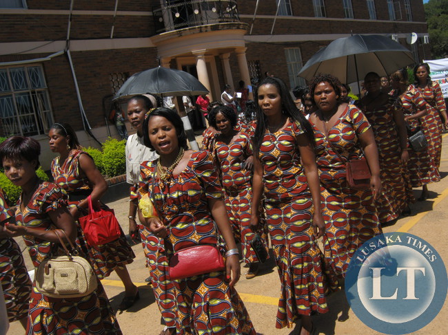 Some of the women marching during the women celebrations