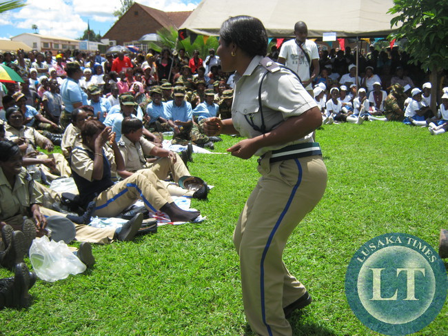 .A female police officer could not resist the music and took to the dancing floor during the women commemoration