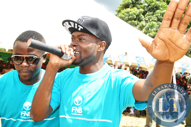 Mazabuka based Artiste Mapiki (r) during the Commemoration of the International Women's Day in Mazabuka