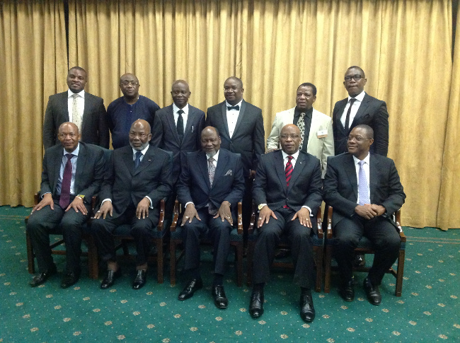 Nevers Mumba sitting next to former Mozambican President Joachim Chisano