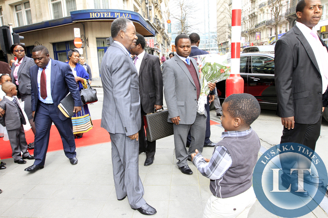 President Sata at Hotel Plaza in Brussel