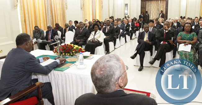 President Sata with Vice Dr Scott Meets Ambassadors