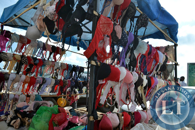 The sale of second hand underwear continues to grow on the streets of Lusaka in spite of the health concerns which the practice poses to members of the public. Above are some of the various items of underwear that are commonly sold on Freedom Way and the Lumumba road Lumumba road filter lane