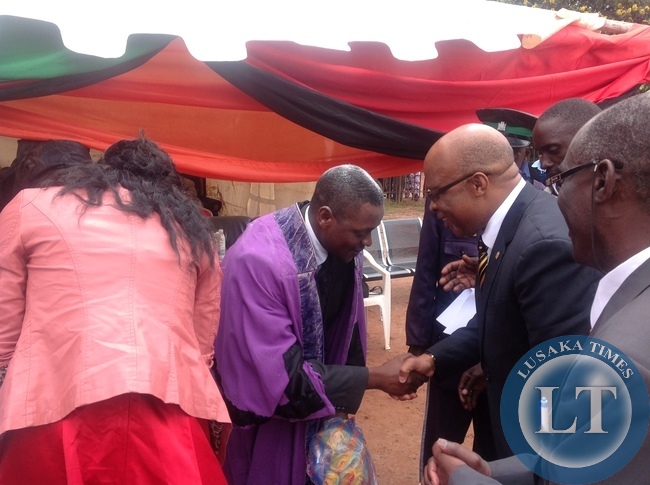 Dr Mumba congratulating Brian Kajoba as Solwezi Mayor