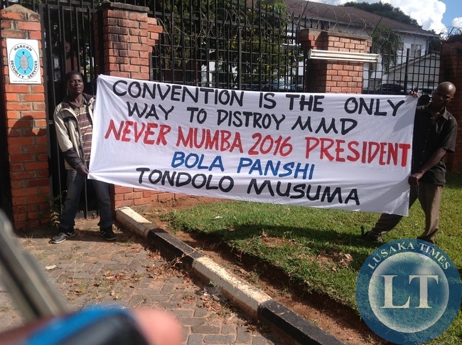 MMD youths display a message aganist holding the convention