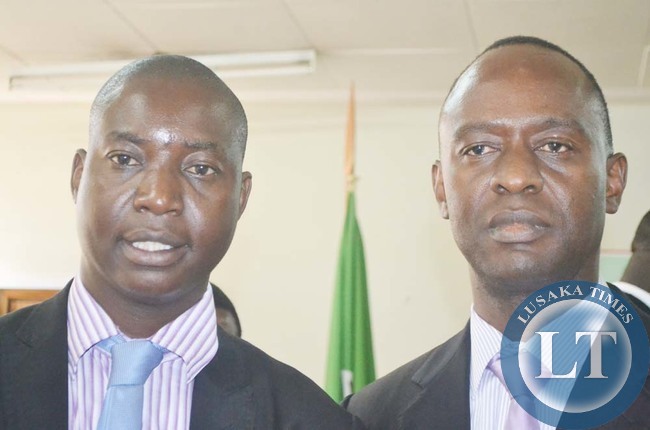 NEWLY-elected Lusaka Mayor Mulenga Sata (right) and his deputy Potipher Tembo