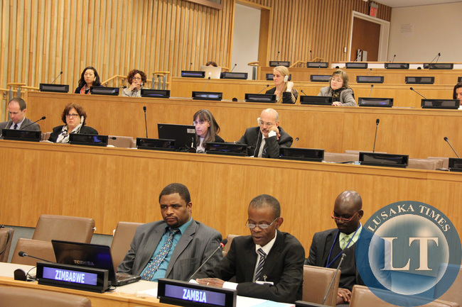 Zambia Information and Broadcasting Services Minister, Dr Joseph Katema addressing 36th Session of the UN Committee on Information in New York 28 April 2014