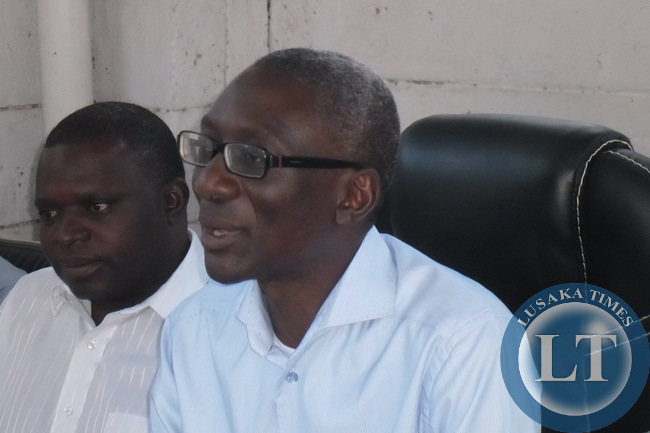 Elias Chipimo speaking at the press briefing at the NAREP Secretariat
