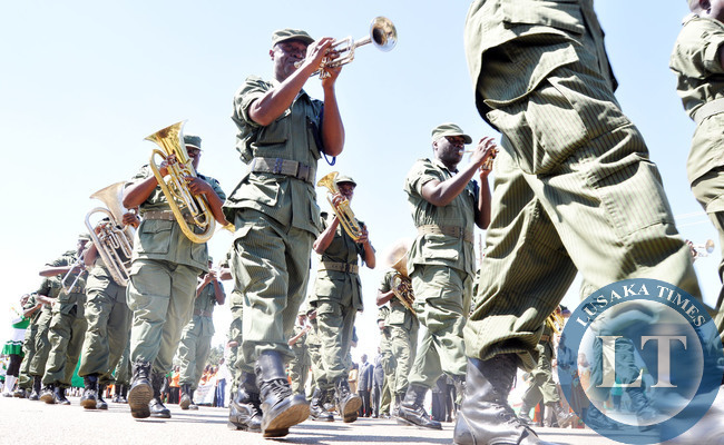 Zambia Police Band during the International Labour Day Commemoration at the Freedom Statue in Lusaka on May 1,2014 -Picture by THOMAS NSAMA