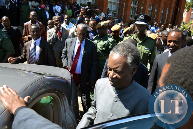 President Sata leaving the High court after appearing on the witness stand in an unprecedented move