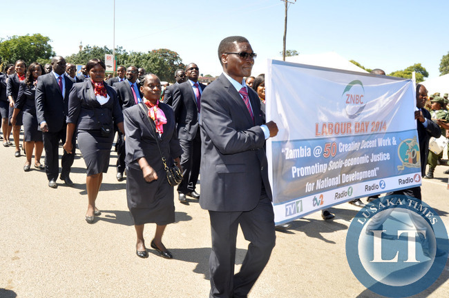 Workers during the Commemoration of the International Labour Day at the Freedom Statue on May 1,2014 -Picture by THOMAS NSAMA
