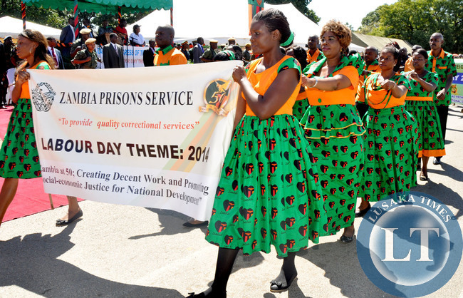 Workers during the International Labour Day Commemoration at the Freedom Statue in Lusaka on May 1,2014 -Picture by THOMAS NSAMA