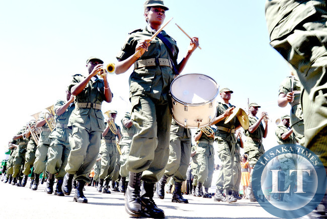 Zambia Police Band during the International Labour Day Commemoration at the Freedom Statue in Lusaka on May 1,2014 -Picture by THOMAS NSAMA