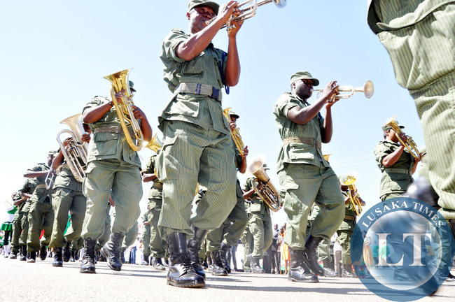 Zambia Police Band during the International Labour Day Commemoration at the Freedom Statue in Lusaka on May 1,2014 -Picture by THOMAS NSAMA