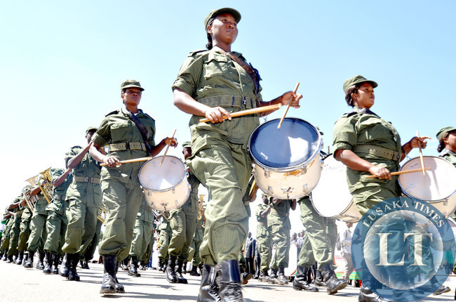 Zambia Police Band during the International Labour Day Commemoration at the Freedom Statue in Lusaka on May 1,2014 -Picture by THOMAS NSAMA