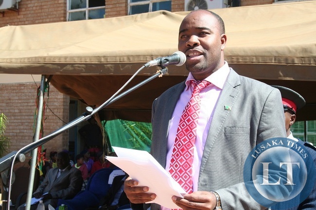 EASTERN Province Minister, Malozo Sichone, speaking when he officiated at a ceremony to commission a bore hole at Chipata General Hospital in Chipata