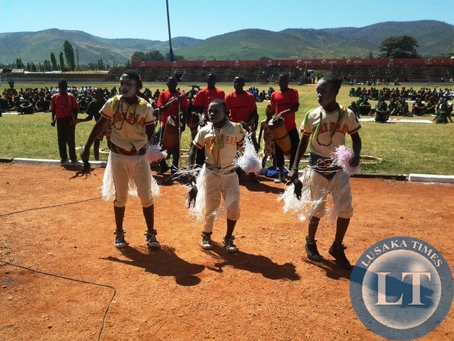 Smiling Kids entertaining guest during the labour day celebrations held at David Kaunda stadium