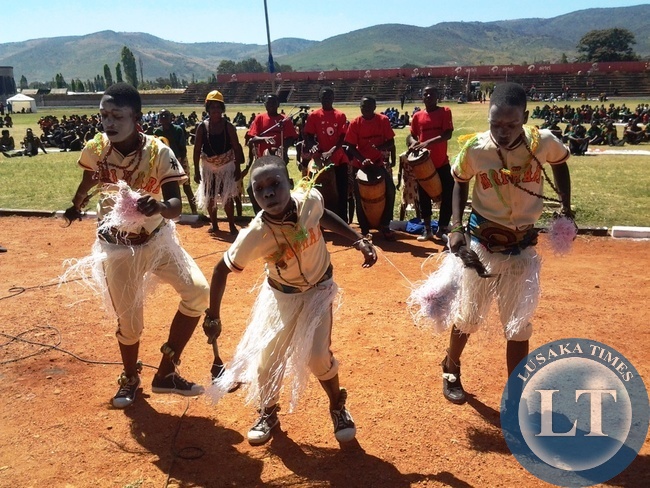 Smiling Kids entertaining guest during the labour day celebrations held at David Kaunda stadium