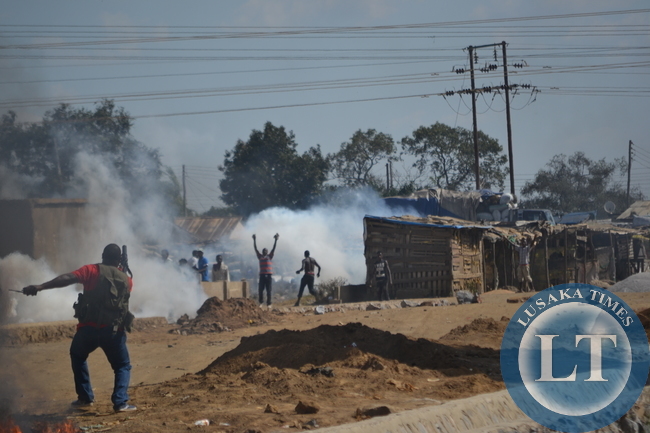 Riot Police in running battles at Lusaka's notorious Chibolya market, with suspected illicit drug dealers