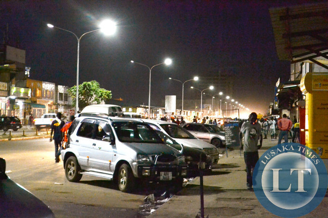 New street lighting on major roads in Lusaka city centre has improved the outlook of the central business district following acquisition and installation of the lights. Above is part of Freedom Way where motorists and pedestrians are now able to do their activities without fear of being mugged