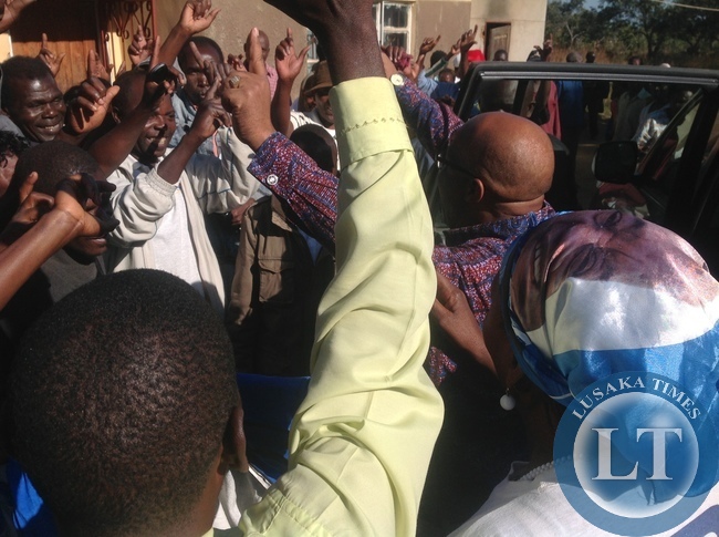 Dr Nevers Mumba welcomed by members in Serenje