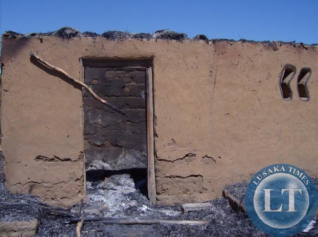 Burnt down houses by rioters