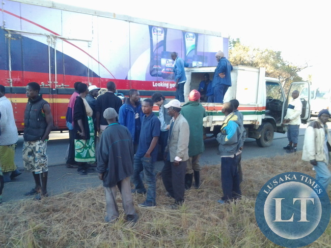 Onlookers at the accident scene