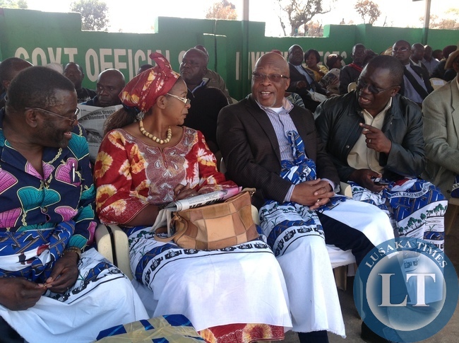 Dr Peter Machungwa, Mrs Elizabeth Chitika, Dr Nevers Mumba and Mr Mwansa Mbulakulima at the main area at the Umutomboko ceremony