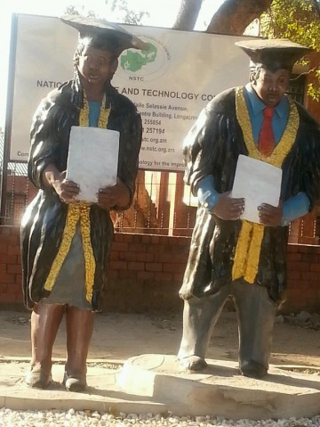 Newly erected statues at the Examinations council of Zambia