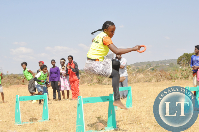 Pupils that attended the First Lady's Mentorship training programme during a physical education Session at Chinsali Girls Secondary School in Muchinga Province onAugust 12, 2014 -Picture by THOMAS NSAMA
