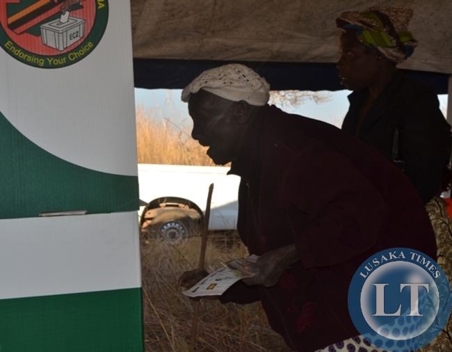87-yer old Mubotela Siseko was the first to cast the ballot at Kanyimba polling centre in Shikombwe ward in yesterday Mangango parliamnetry by-elections