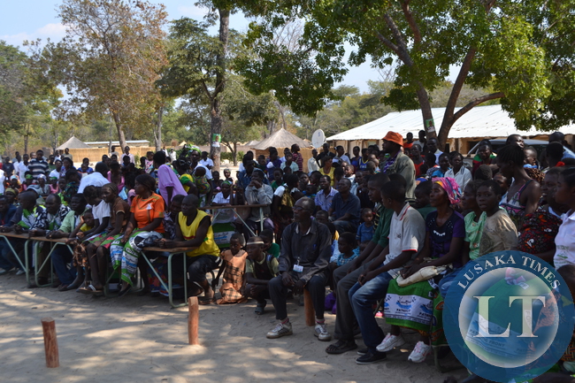 Part of ther crowd that gathered at the PF rally addressed by Justice Minister Wynter Kabimba to drum up support for PF candidate Lyambai Lingweshi