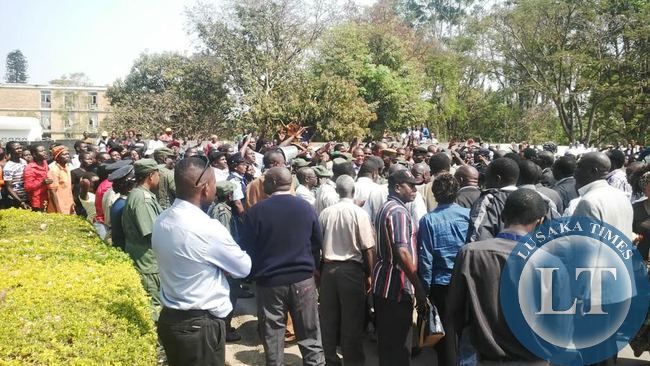 UND leader Hakainde Hichilema surrounded by supporters in Kitwe