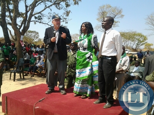 VICE President Dr Guy Scott introducing PF candidate Margaret Miti in the Vubwi parliamentary by election
