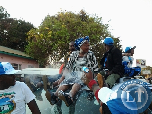 Newly elected MMD Kasenengwa Member of Parliament Victoria Kalima celebrating her victory in the just-ended by election in Chipata