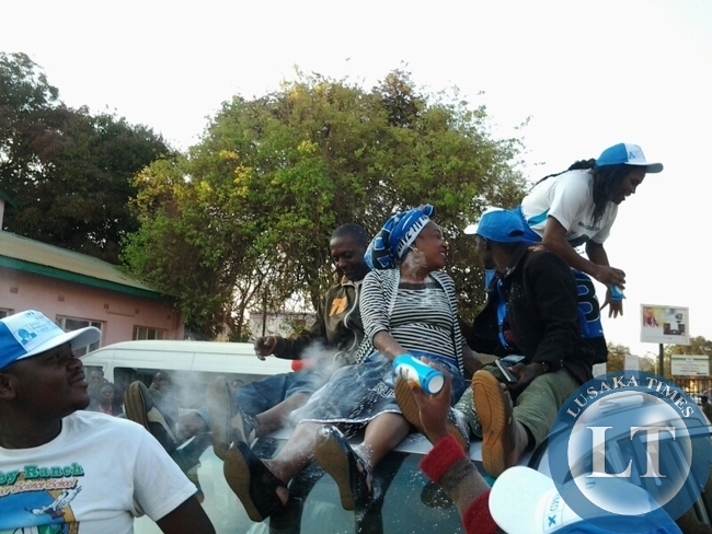Newly elected MMD Kasenengwa Member of Parliament Victoria Kalima celebrating her victory in the just-ended by election in Chipata