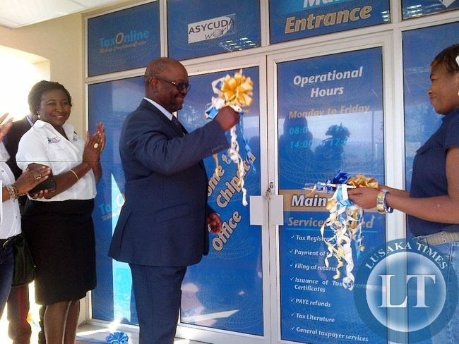 Zambia Revenue Authority (ZRA)Commissioner General Berlin Msiska during the official opening of Chipata domestic taxes offices