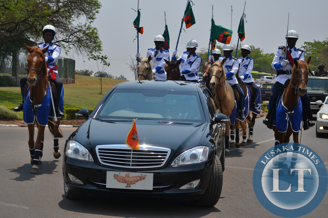 President Michael Sata's official vehicle on arrival at Parliament grounds