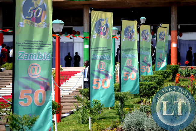 Some of the Golden jubilee of Independence posters that were used to decorate parliament grounds during the official opening ceremony.