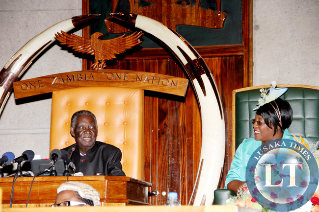 President Sata with Dr Kaseba during the opening of parliament on September 19, 2014 -Picture by THOMAS NSAMA