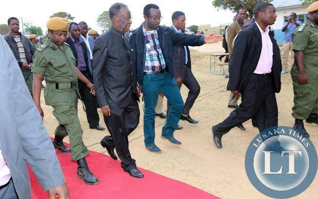 Sata1 President Michael Sata with his Special Assistant for Press and Public Relations George Chellah in Mkushi.