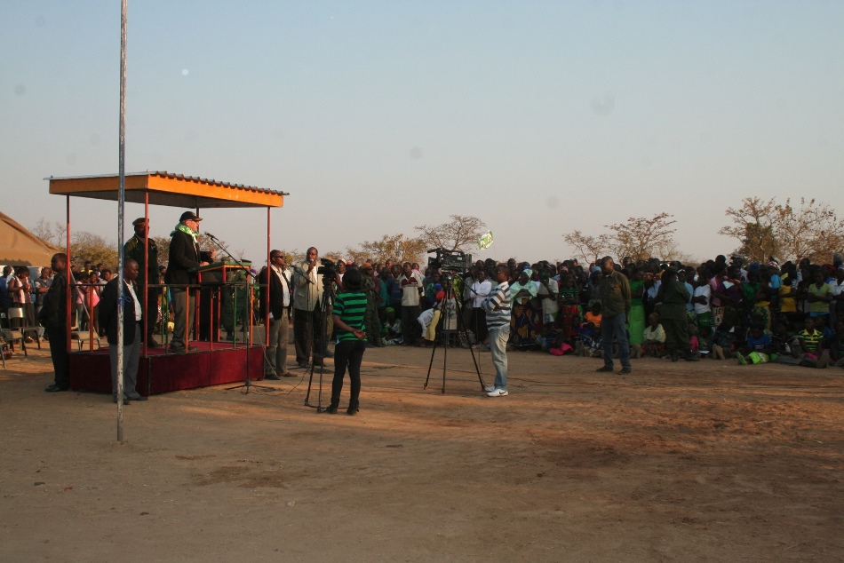 VICE President, Dr. Guy Scott, addresses a rally at Vubwi Boma on Tuesday to drum up support for PF candidate, Margaret Miti in a Vubwi by-election slated for Thursday next week