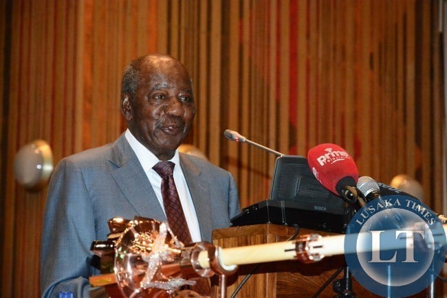 Finance Minister Alexander Chikwanda delivering the 2015 budget