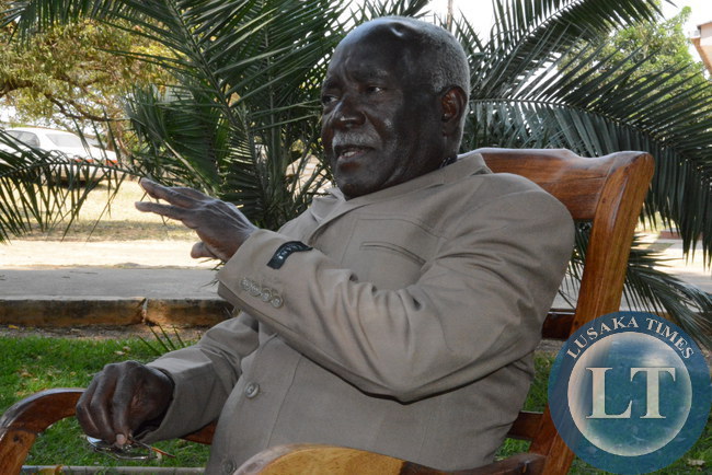 Veteran Politician and Freedom Fighter Alexander Grey Zulu stressing a point during an interview at his home in Makeni