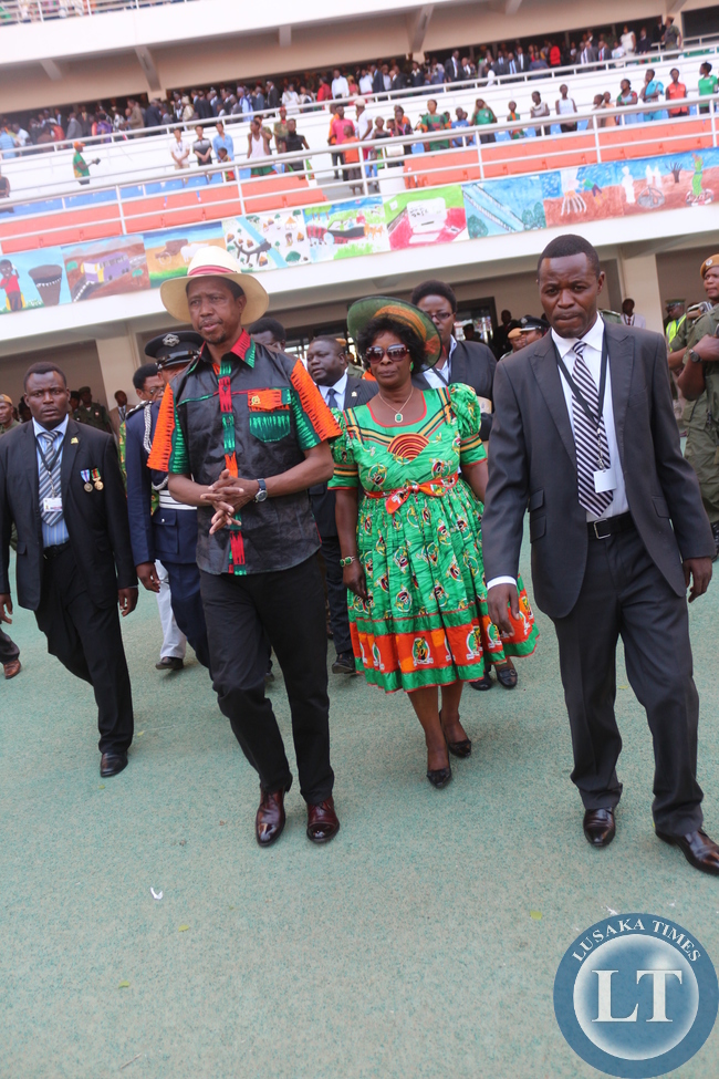 Acting President Edgar Lungu with his wife Esther "Bana Dalitso" Lungu