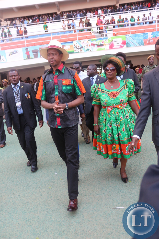 Acting President Edgar Lungu with his wife Esther "Bana Dalitso" Lungu